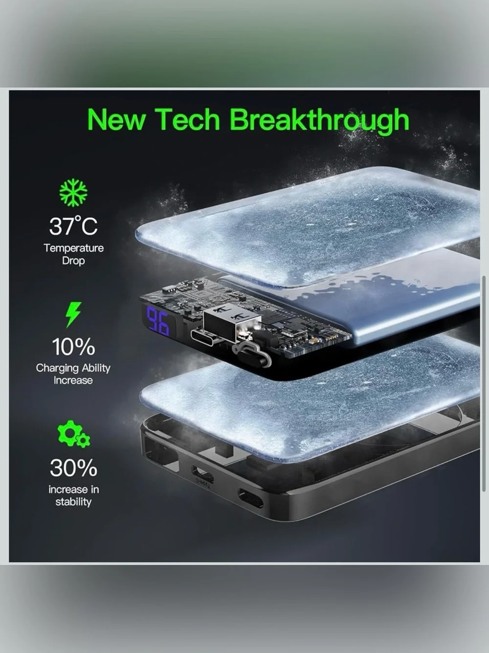Magnetic portable charger 5000mAh power bank with LED display 15W fast charging